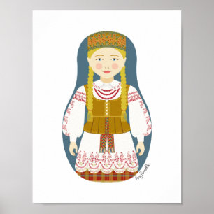 Litauisches Matryoshka-Poster Poster