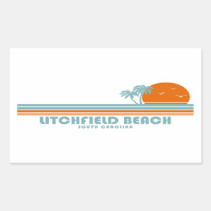 Litchfield Beach South Carolina Sun Palm Trees Rechteckiger Aufkleber