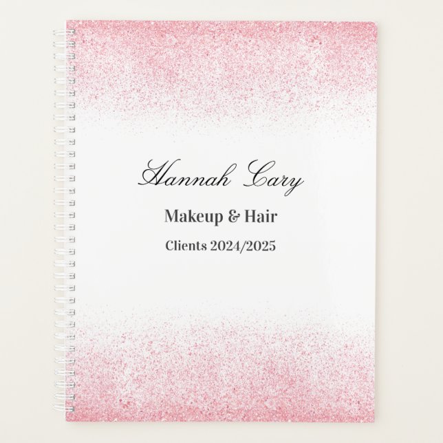 Lite Pink Glitzer Beauty Salon Planer (Vorderseite)