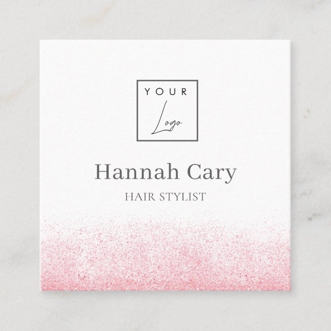 Lite Pink Glitzer Beauty Salon Quadratische Visitenkarte (Vorderseite)