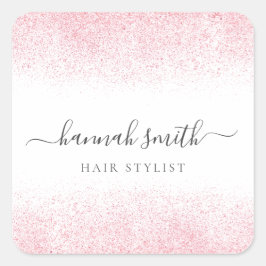 Lite Pink Glitzer Beauty Salon Quadratischer Aufkleber