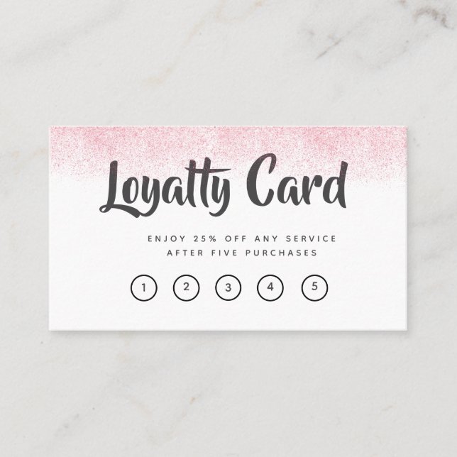 Lite Pink Glitzer Beauty Salon Treuekarte (Vorderseite)