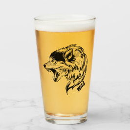 Liter-Bierglas 16 Unze (Unze) - "Wolf-Wild " Glas