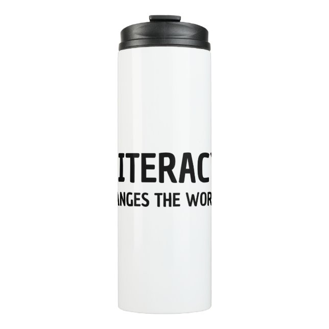 LITERACY VERÄNDERT DIE WELT THERMOSBECHER (Vorderseite)