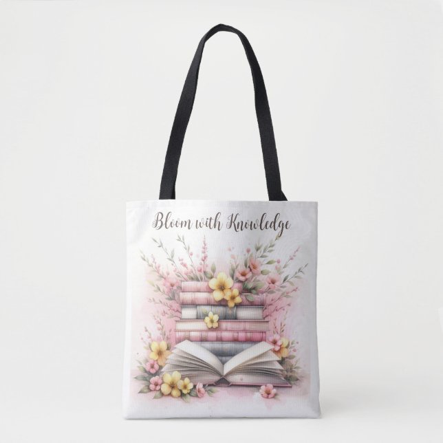 Literarische Bloom Tote Tasche - Bücherbücher (Vorderseite)