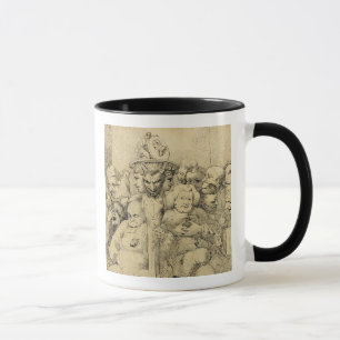 Literarische Charaktere zusammengebaut um das Tasse