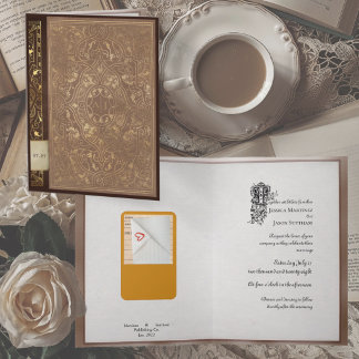 Literarische Hochzeit mit Büchernotausder Biblioth Einladung