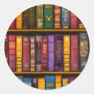 Literarische Schätze - Klassische Alte Bücher Runder Aufkleber