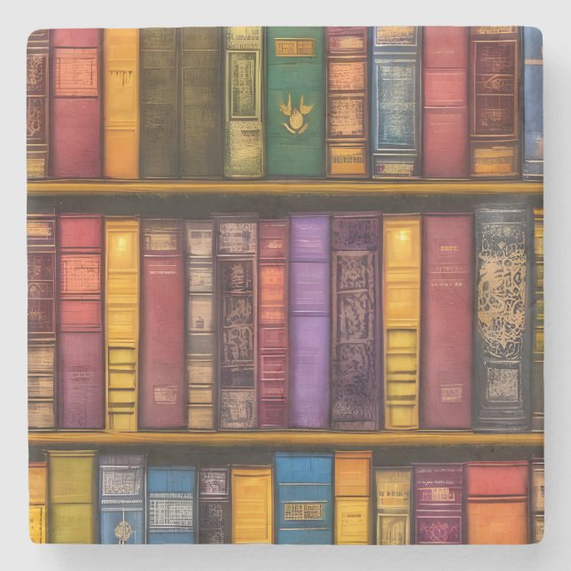 Literarische Schätze - Klassische Alte Bücher Steinuntersetzer (Vorderseite)