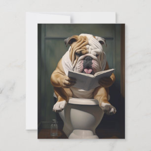 Literarischer Bulldogge   Lustiger Badezimmer-Humo Postkarte