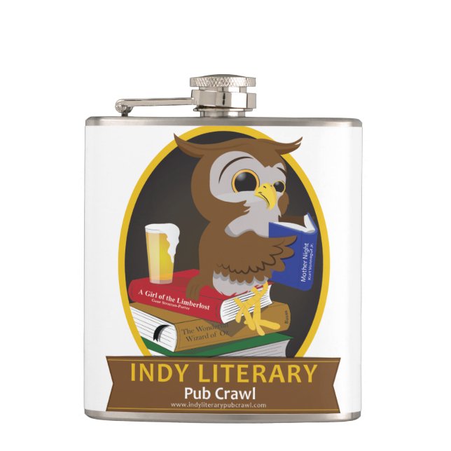 Literarischer Kneipentour Indianapolis - Flasche Flachmann (Vorderseite)