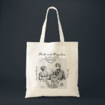 Literary Bookish Gift Pride Prejudice Jane Austen Tragetasche<br><div class="desc">Literarische Geschenke für Buchliebhaber mit anpassbarem Text mit schwarz-weißer Buchillustrierung von Elizabeth Bennet und Mr. Darcy sitzen an einem Tisch von C.E. Brock aus dem Jahr 1895 aus dem Buch Pride and Prejudice von Jane Austen.</div>