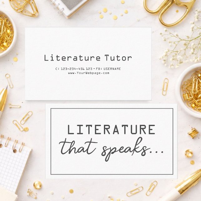 Literature that speaks, literature private lessons visitenkarte (Von Creator hochgeladen)