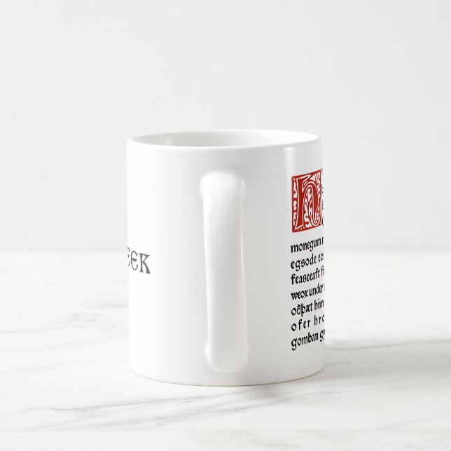 Litgeek-Tasse "Hwaet altes Englisch" Beowulf. Kaffeetasse (Henkel)