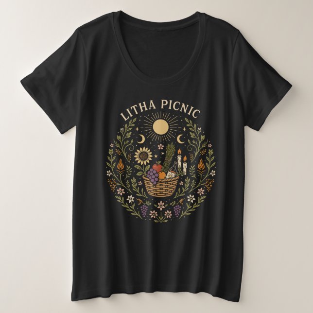 Litha Picnic Summer Solstice Celestial Art Große Größe T-Shirt (Design vorne)