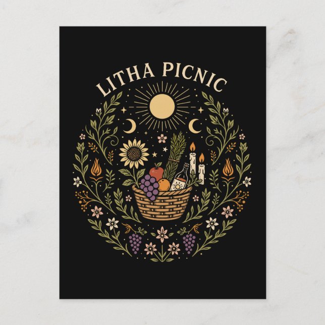 Litha Picnic Summer Solstice Celestial Art Postkarte (Vorderseite)