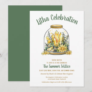 Litha Sommerblumen Grünzeug & Citrin Kristalle Einladung