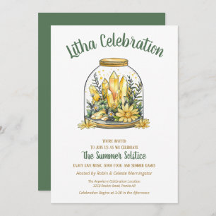 Litha Summer Floral Greenery & Citrine Crystals Einladung