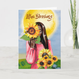 Litha Summer Solstice Sunfloe Lady Greeting Karte