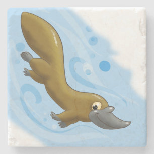 Lithe kleiner Cartoon platypus Steinuntersetzer