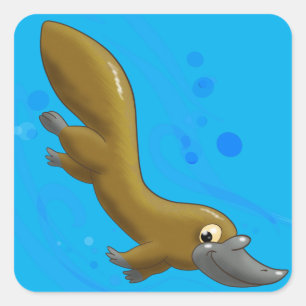 Lithe Little Cartoon Platypus Quadratischer Aufkleber