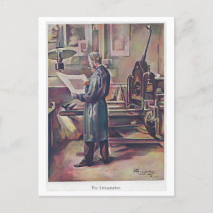 Lithographe vintage + Carte postale Lithographe