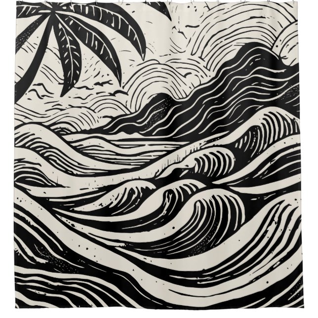 Lithographie der tropischen Insel Duschvorhang (Vorderseite)