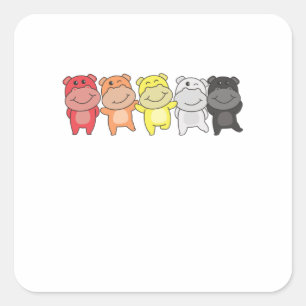 Lithsex Flag Pride Lgbtq Niedlich Hippo Quadratischer Aufkleber