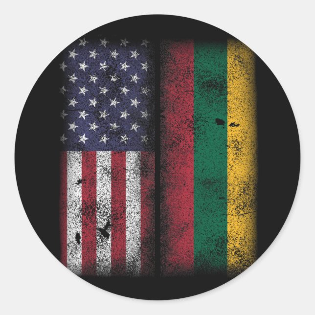 Lithuanian American Flag Lithuania Lietuva Runder Aufkleber (Vorderseite)