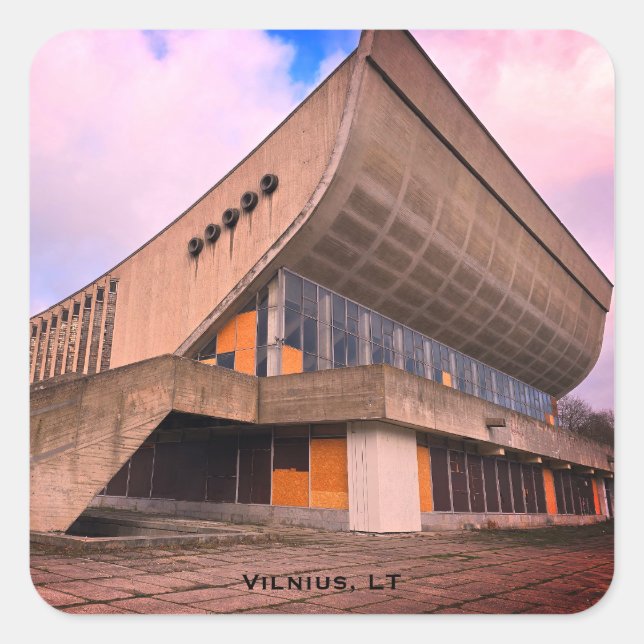 Lithuanian Modernist Architecture - Vilnius Quadratischer Aufkleber (Vorderseite)