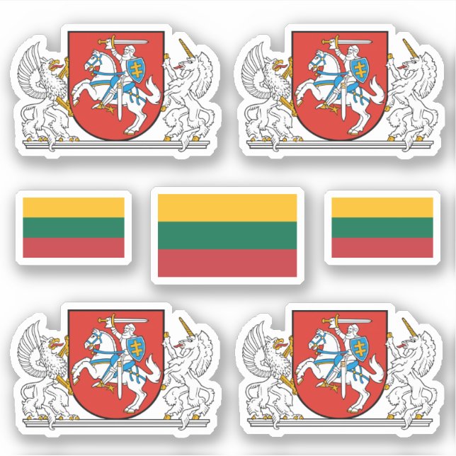 Lithunian coat of arms and flag Sticker (Devant)