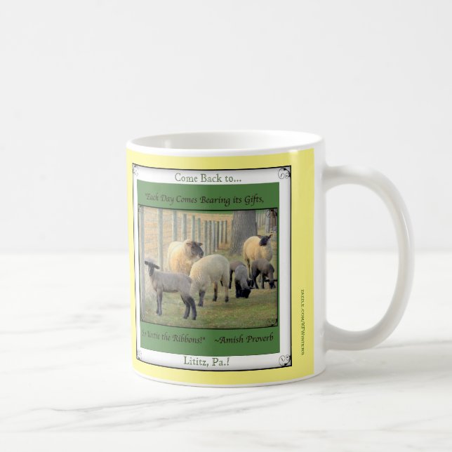 Lititz PA. Zurückgekommen! Niedliche Schafe! Tasse (Rechts)