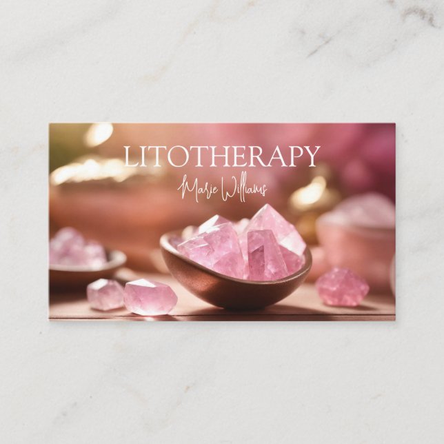 Litotherapie und rosa Heilsteine Rose Quarz Visitenkarte (Vorderseite)