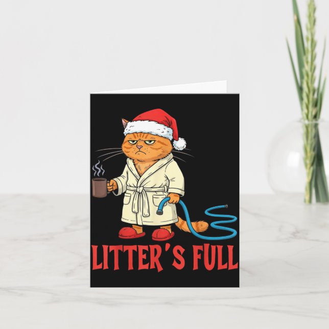 Litter’s Full Funny Cat Lovers Christmas Xmas  Karte (Vorderseite)