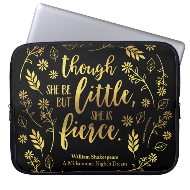 Little Aber Fierce William Shakespeare Gold Floral Laptopschutzhülle (Vorderseite)