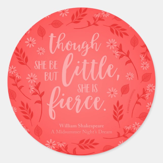 Little Aber Fierce William Shakespeare Red Floral Runder Aufkleber (Vorderseite)