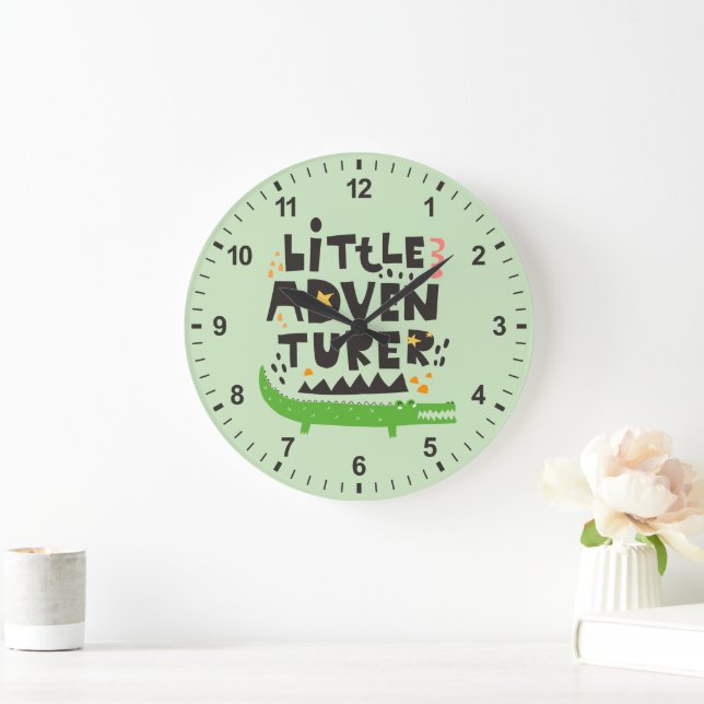 Little Adventurer Alligator Große Wanduhr (Zuhause)