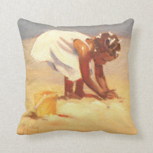 Little African Girl on Beach Kissen