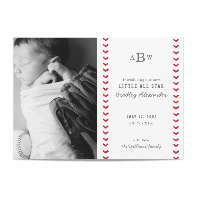 Little All Star Baseball Baby Geburtserklärung Ankündigung (Von Creator hochgeladen)