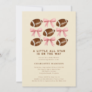 Little All Star Football and Bows Baby Shower Inv Einladung