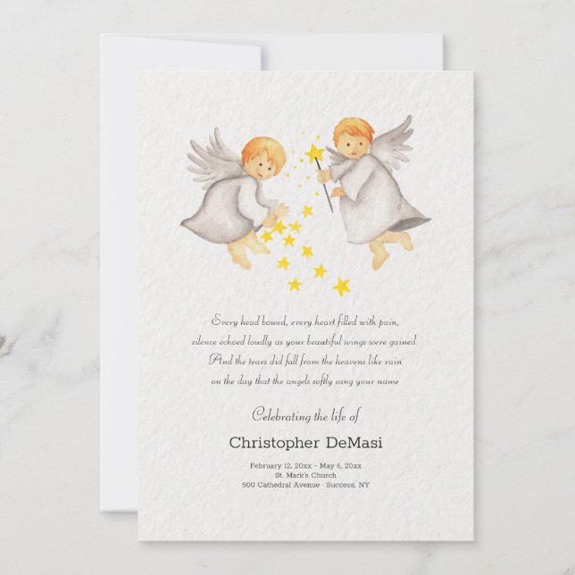 Little Angel Celebration of Life Card Einladung (Vorderseite)