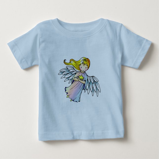 Little Angel Holding Star Onsie Säugling T - Shirt (Vorderseite)