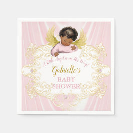 Little Angel Pink Gold Girl Afroamerikaner Serviette
