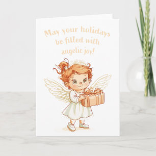 Little Angel with Gift Christmas Holiday Karte