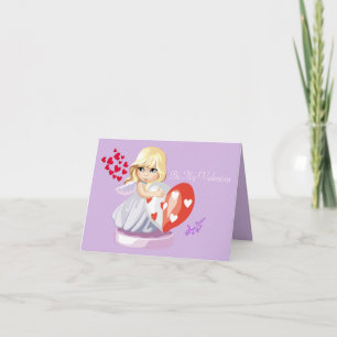 Little AngelGirl tenant coeur Valentine Carte de n