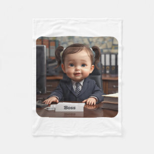 „Little Baby Boss Lustiges Kleinkind-Shirt Cut Fleecedecke