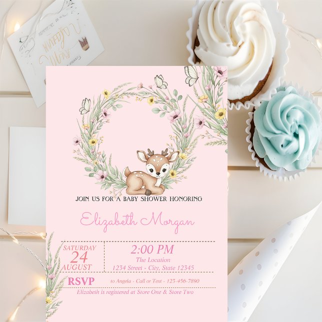 Little Baby Dear Floral Baby Shower Einladung (Von Creator hochgeladen)