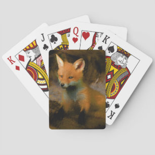 Little Baby Fox Cub Portrait Spielkarten