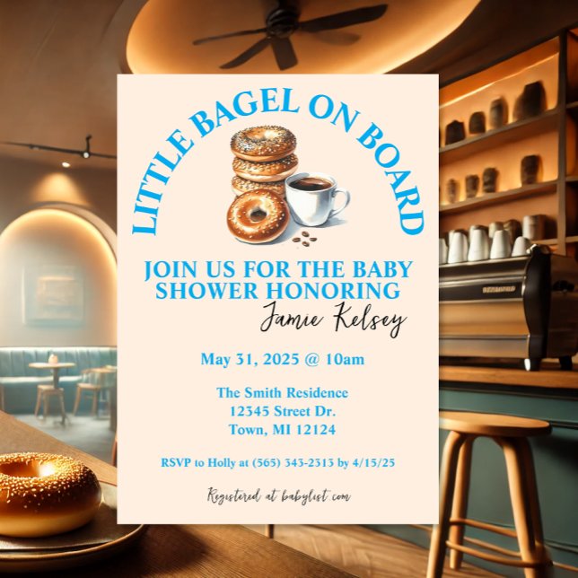 Little Bagel on Board Baby Shower Einladung (Von Creator hochgeladen)