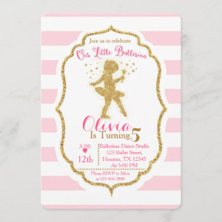 Little Ballerina Pink & Gold Einladung